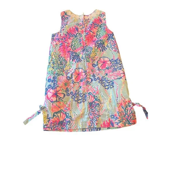 Lilly Pulitzer Girls Floral Cotton Dress Size 10 Sleeveless Preppy Country Club - Picture 5 of 6
